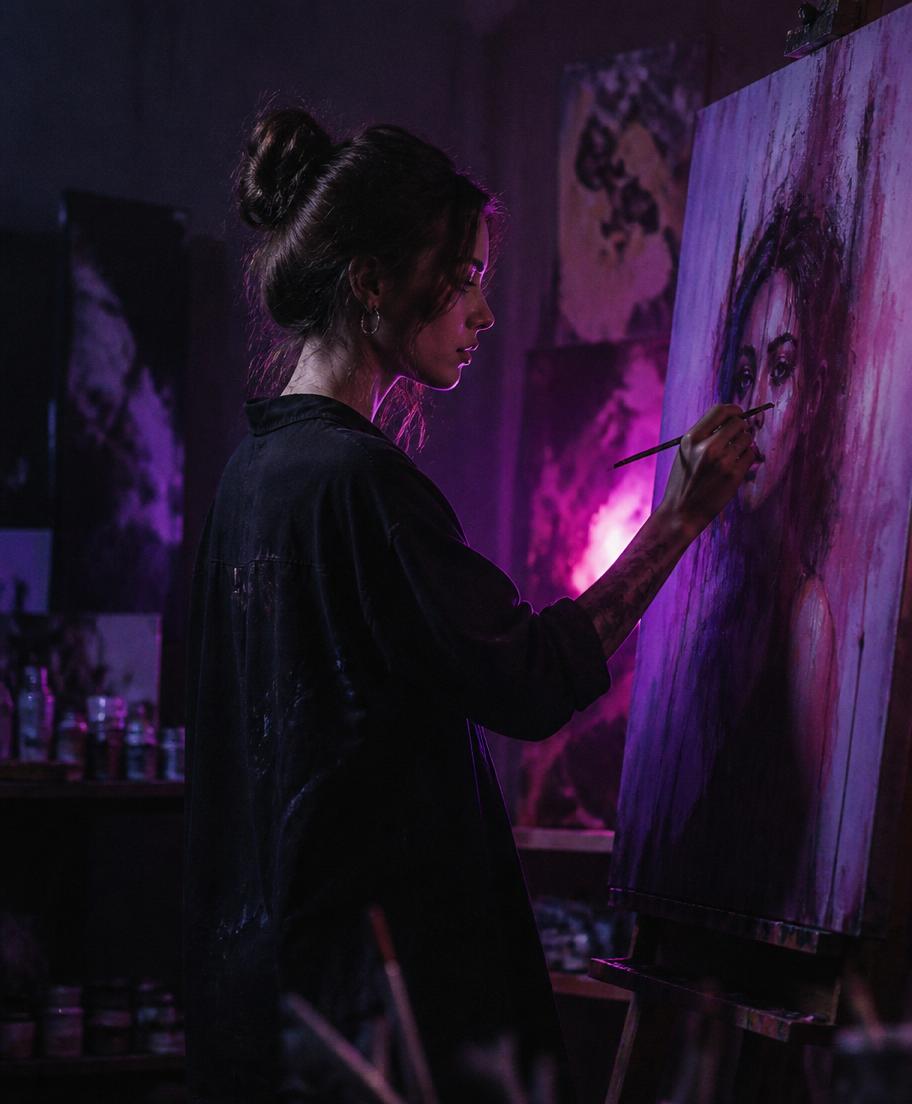 L'artiste dans son atelier